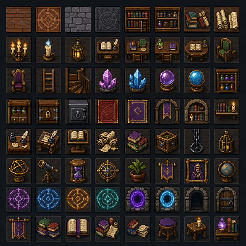 Arcane Library Pixel Tileset Pack by godboyhappy