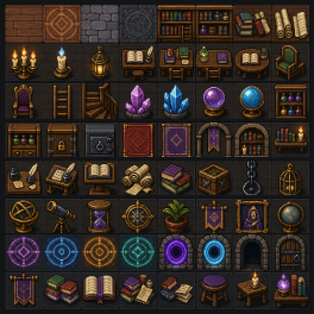 Arcane Library Pixel Tileset Pack by godboyhappy