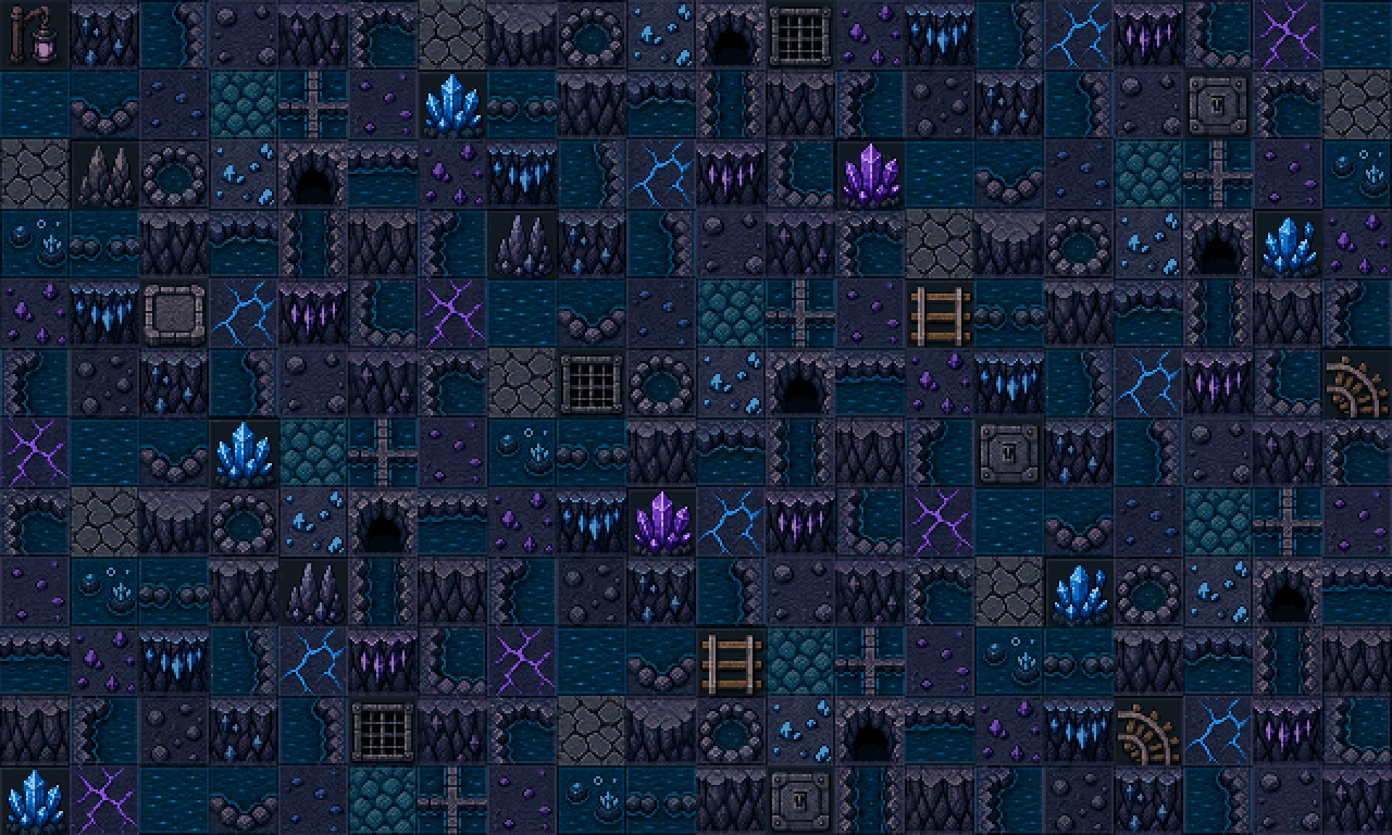 Crystal Cave Pixel Tileset Pack by godboyhappy