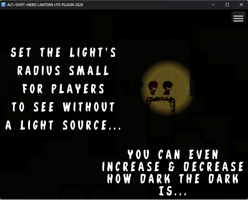 Screenshot 5 for ASN Lantern Lite: Simple Darkness & Lantern Light Source (RPG Maker MZ)
