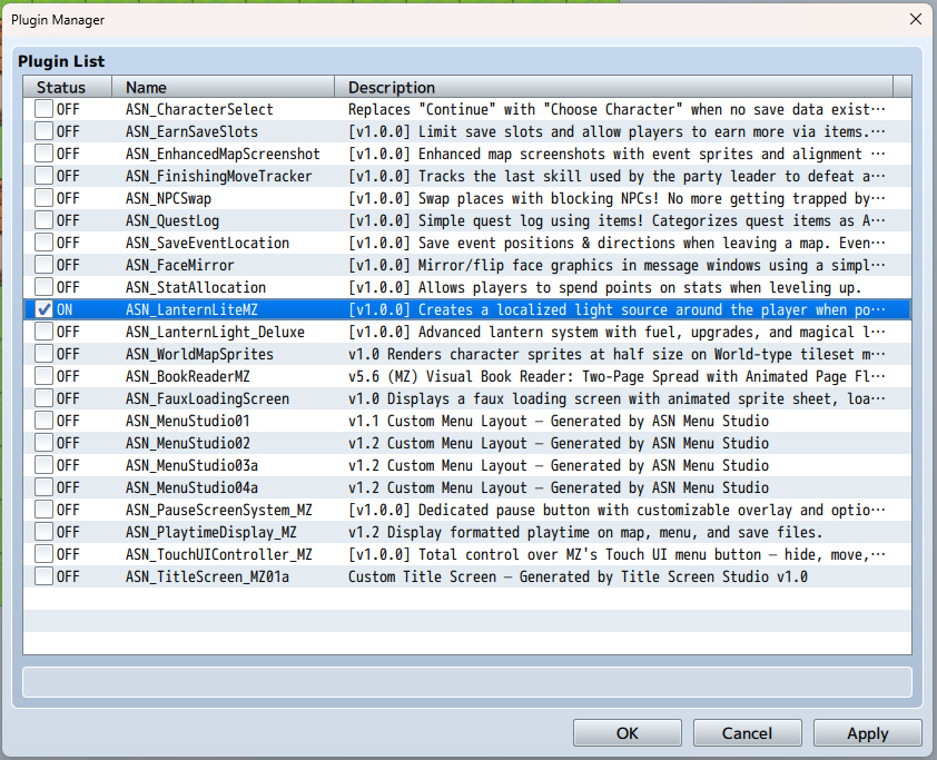 Screenshot 7 for ASN Lantern Lite: Simple Darkness & Lantern Light Source (RPG Maker MZ)