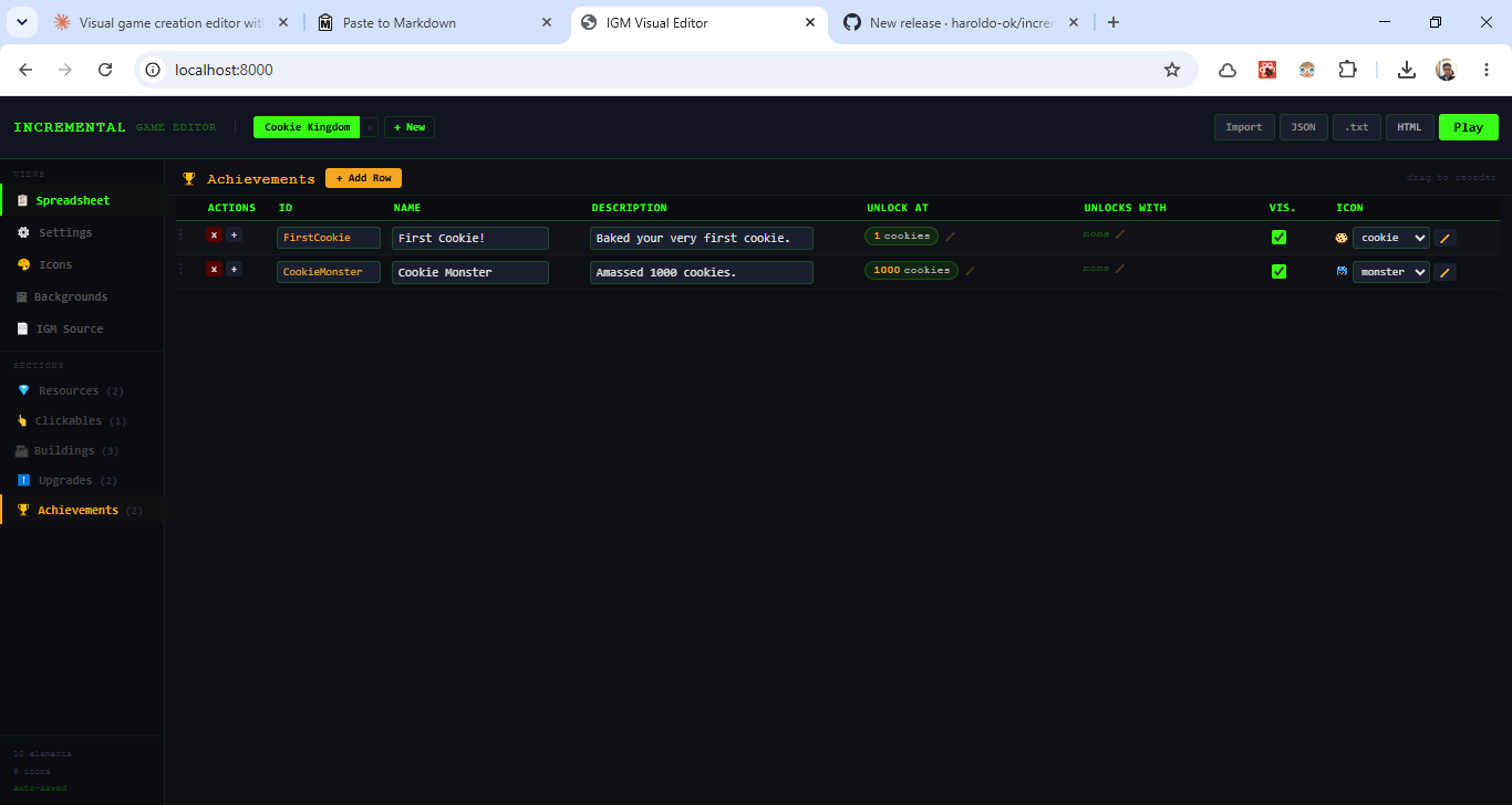 Screenshot 6 for Incremental Game Editor