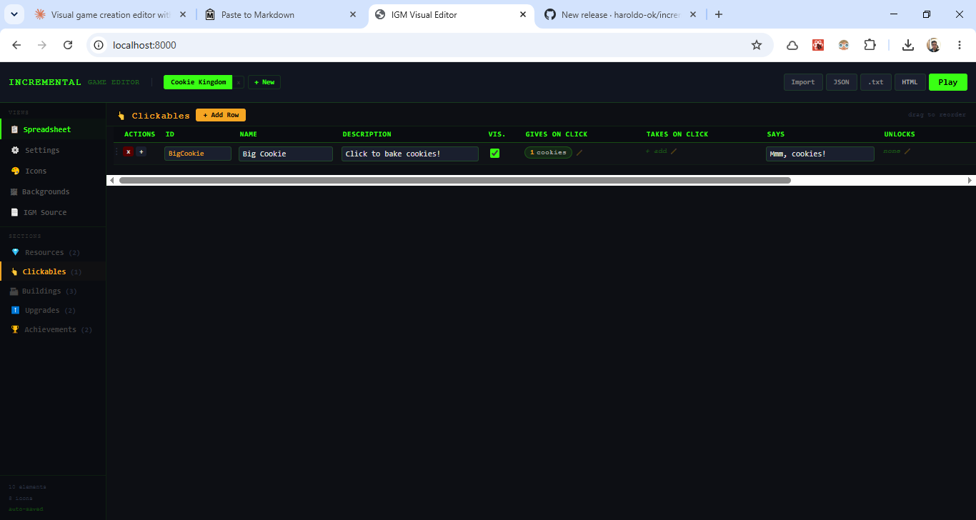 Screenshot 4 for Incremental Game Editor