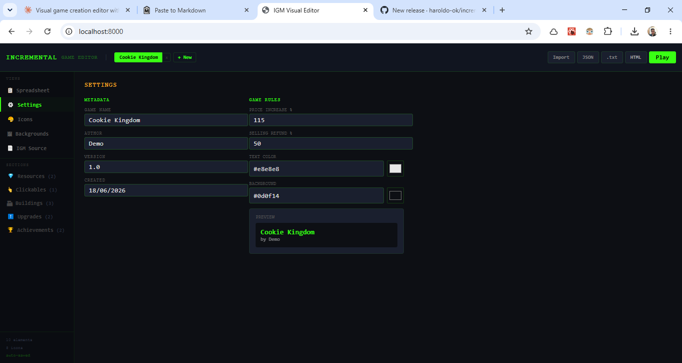Screenshot 7 for Incremental Game Editor
