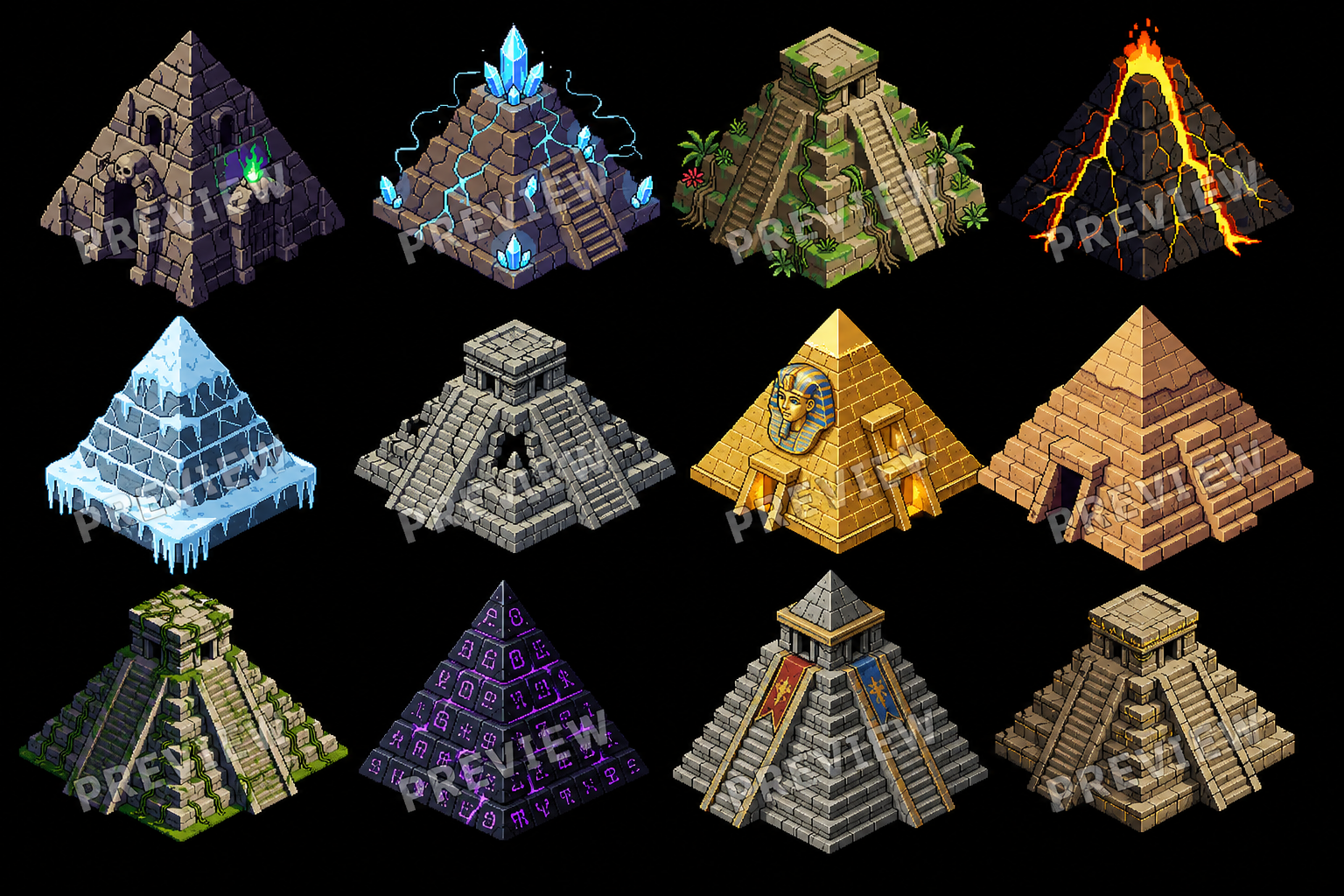 Ancient Pyramid Pack – 12 Pixel Art Structures by MutterPixel Studio