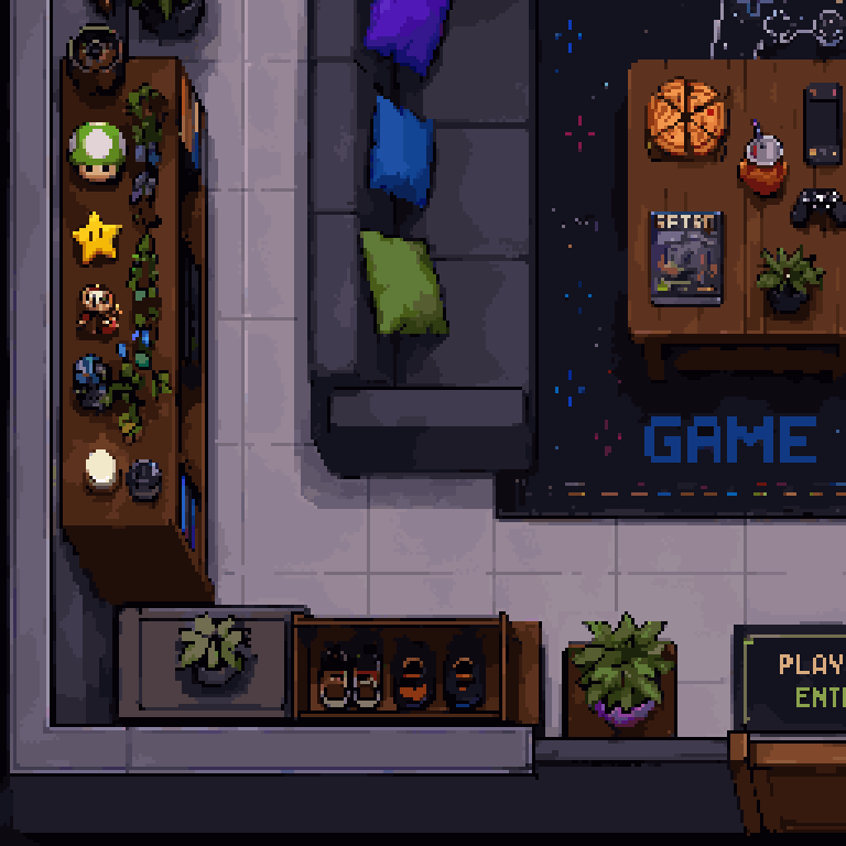 Modern Gaming Room Top-Down Interior Map by Kibyra