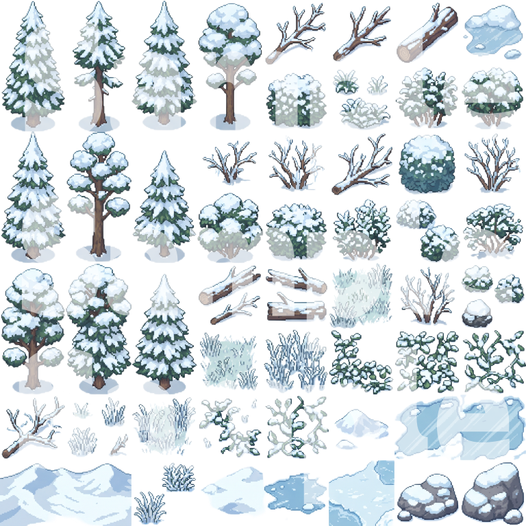 WW I Snow Battlefield Pixel Art Tileset by Cute SCKR
