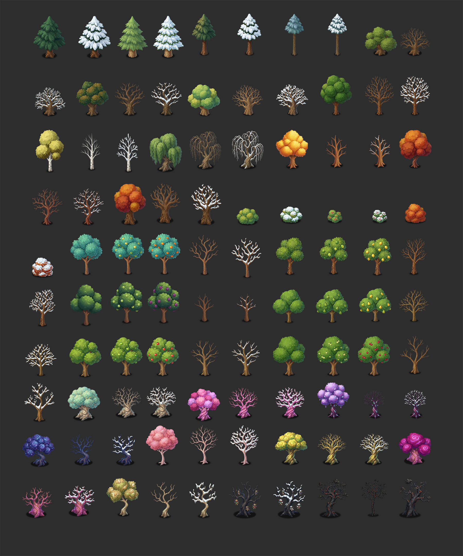 [FREE] 100 Tree & Forest Assets // Fantasy Style // 256px Grid Ready ...