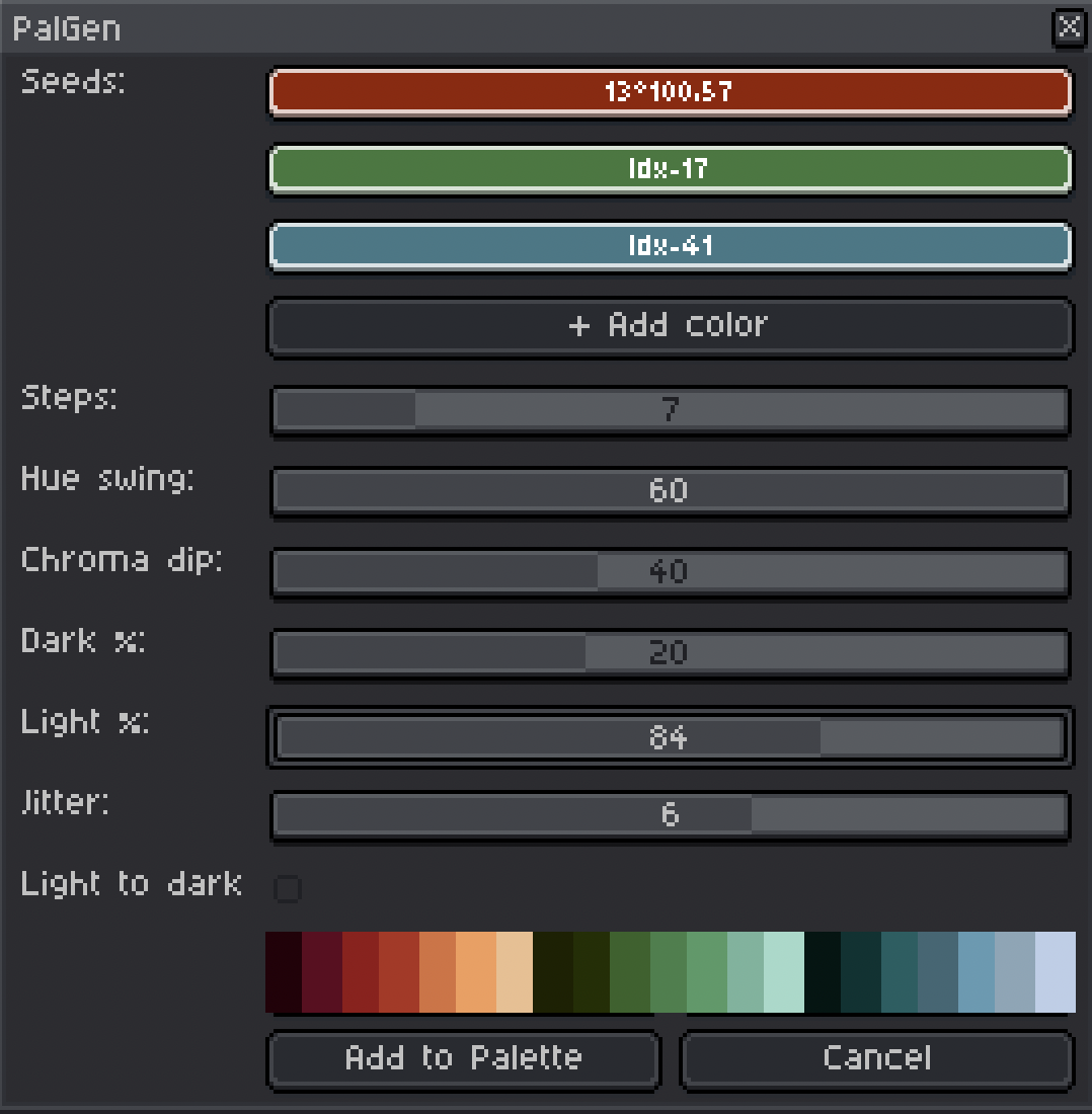 Screenshot 3 for PalGen - Pixel Art Palette Generator & Color Ramp Tool for Aseprite