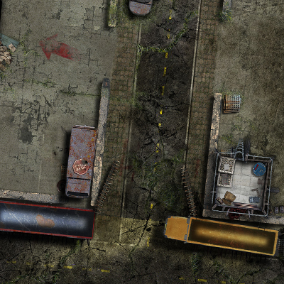 Post-Apocalyptic Battlemap – Survivor Outpost | VTT Map by Amatsu Maps