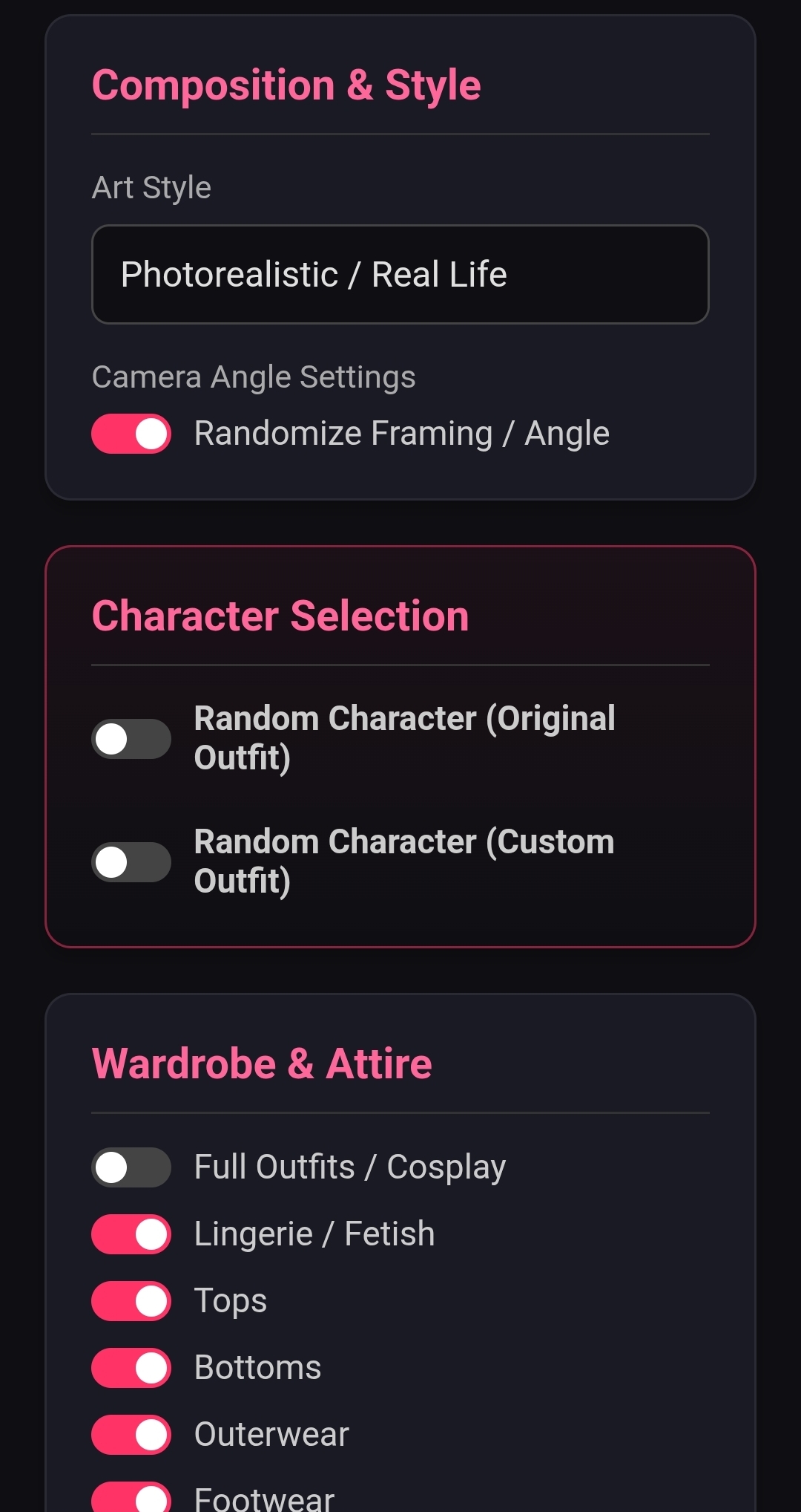 Character and Outfit Randomizer SFW and Customisable by Jankshiiiit