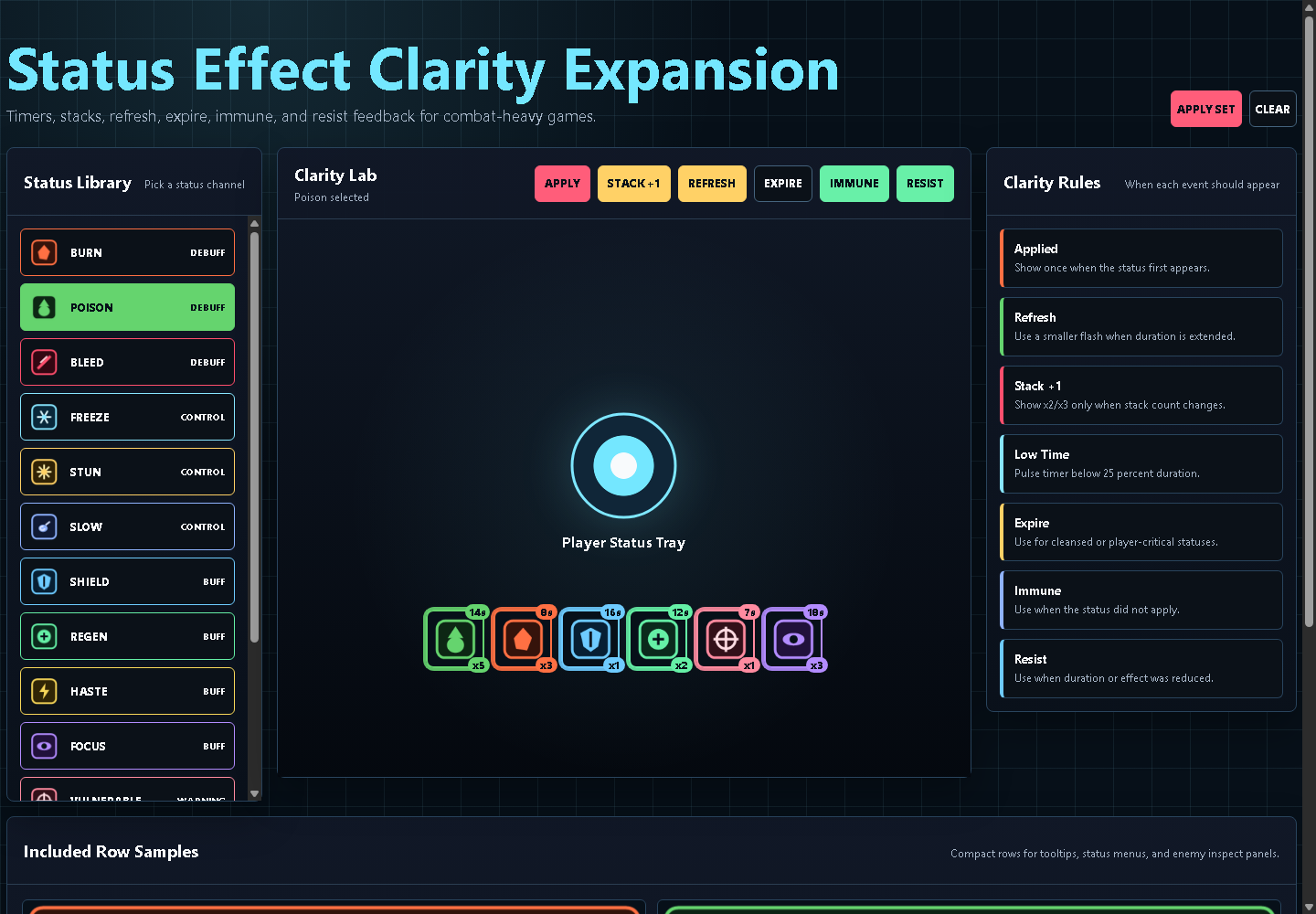 Status Effect Stack Status Effect Clarity Pack – Timers, Stacks & Resist Feedback UI by ...