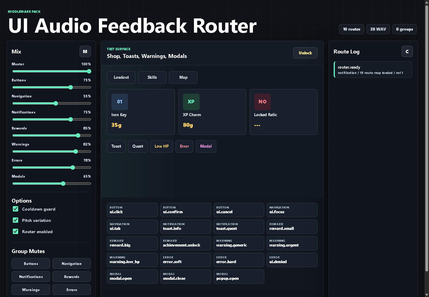 Minon Router Ui UI Audio Feedback Router – Event-Driven Interface Sound Middleware by ...