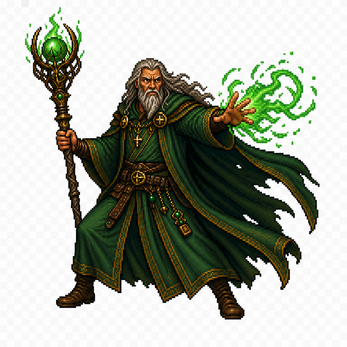 Dark Green Wizard Sprite Pack by PinoGames
