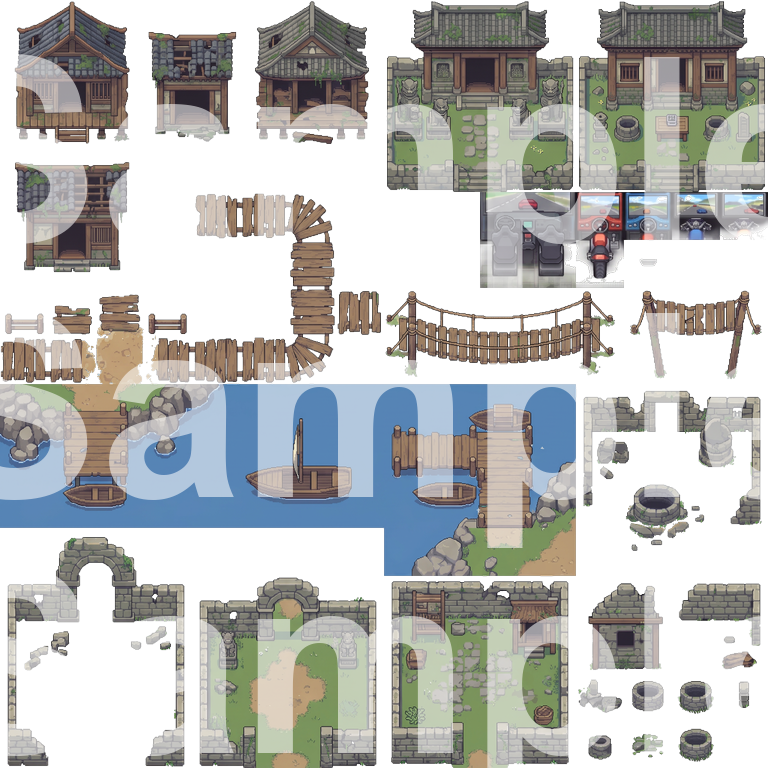 Ancient Chinese Wuxia Pixel Art Tileset by Cute SCKR