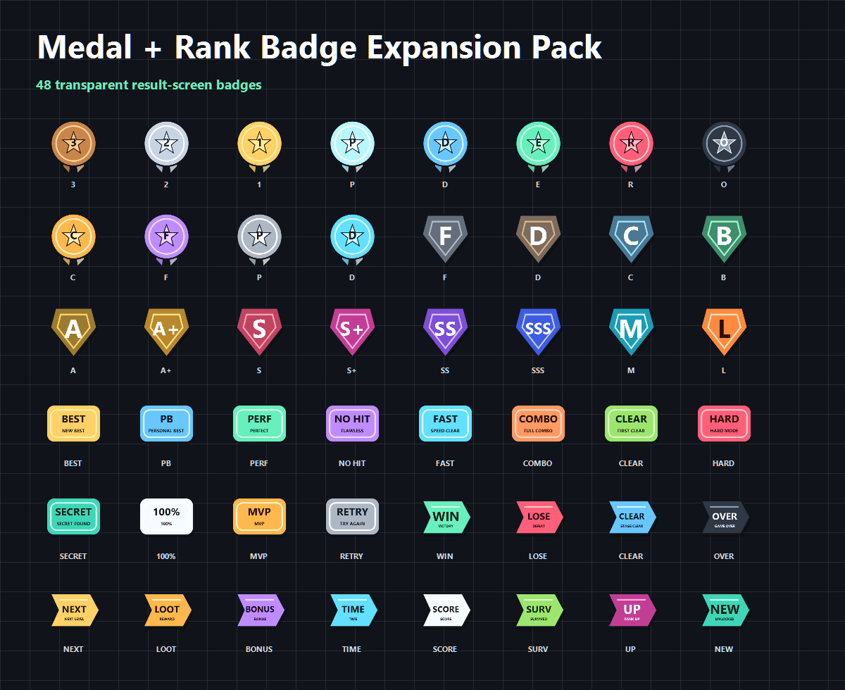 Medal + Rank Badge Expansion Pack by Template Foundry