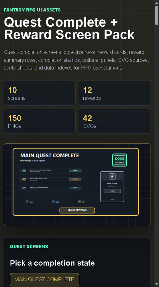 Fantasy Quest Complete + Reward Screen Pack by Template Foundry