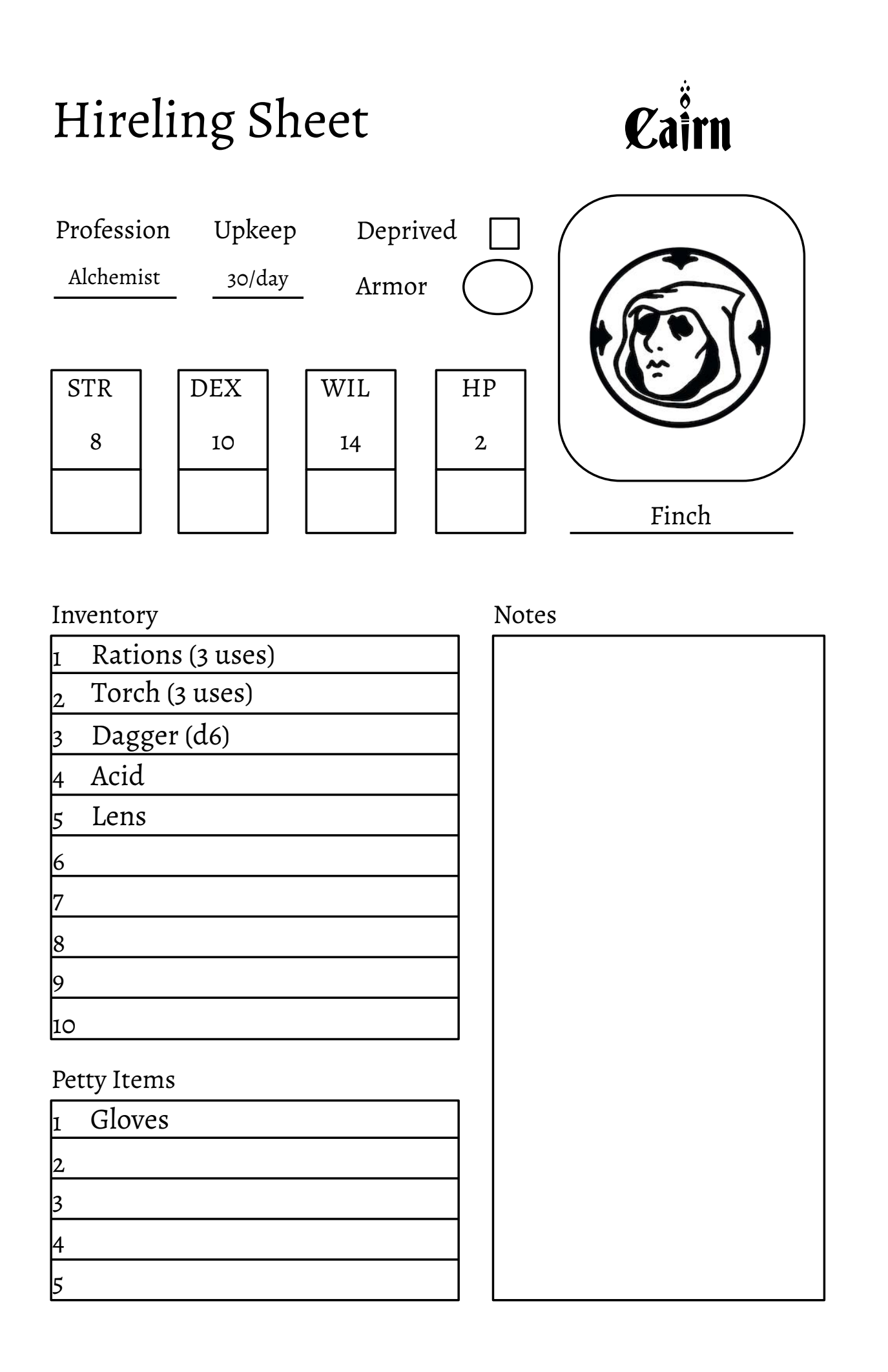 Screenshot 5 for Hirelings, Mounts, and Vehicles Sheets