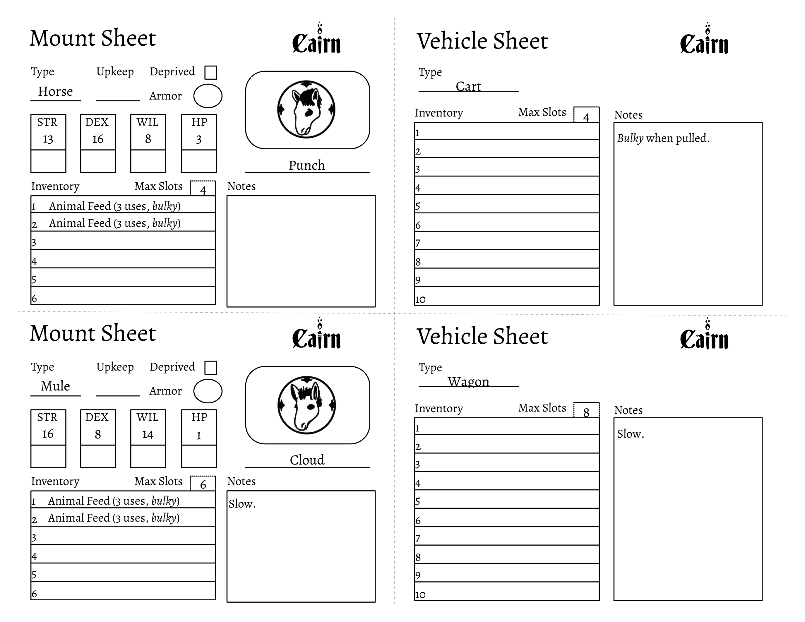 Screenshot 6 for Hirelings, Mounts, and Vehicles Sheets