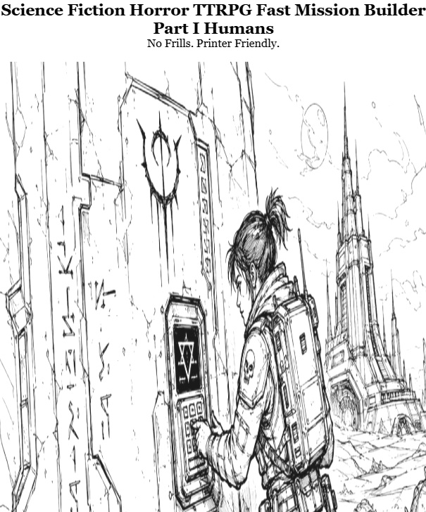 Screenshot 2 for Science Fiction Horror TTRPG Fast Mission Builder Humans