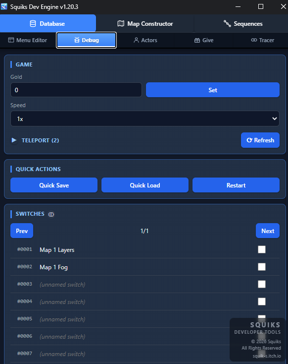 Screenshot 3 for RPG Maker MZ Real-Time Editor / Dev Tool - Plugin by Squiks