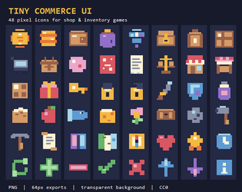 Rpg Shop Icon Ui Tiny RPG Shop & Dungeon Inventory Icons - 48 Pixel UI Assets by adrianmoli