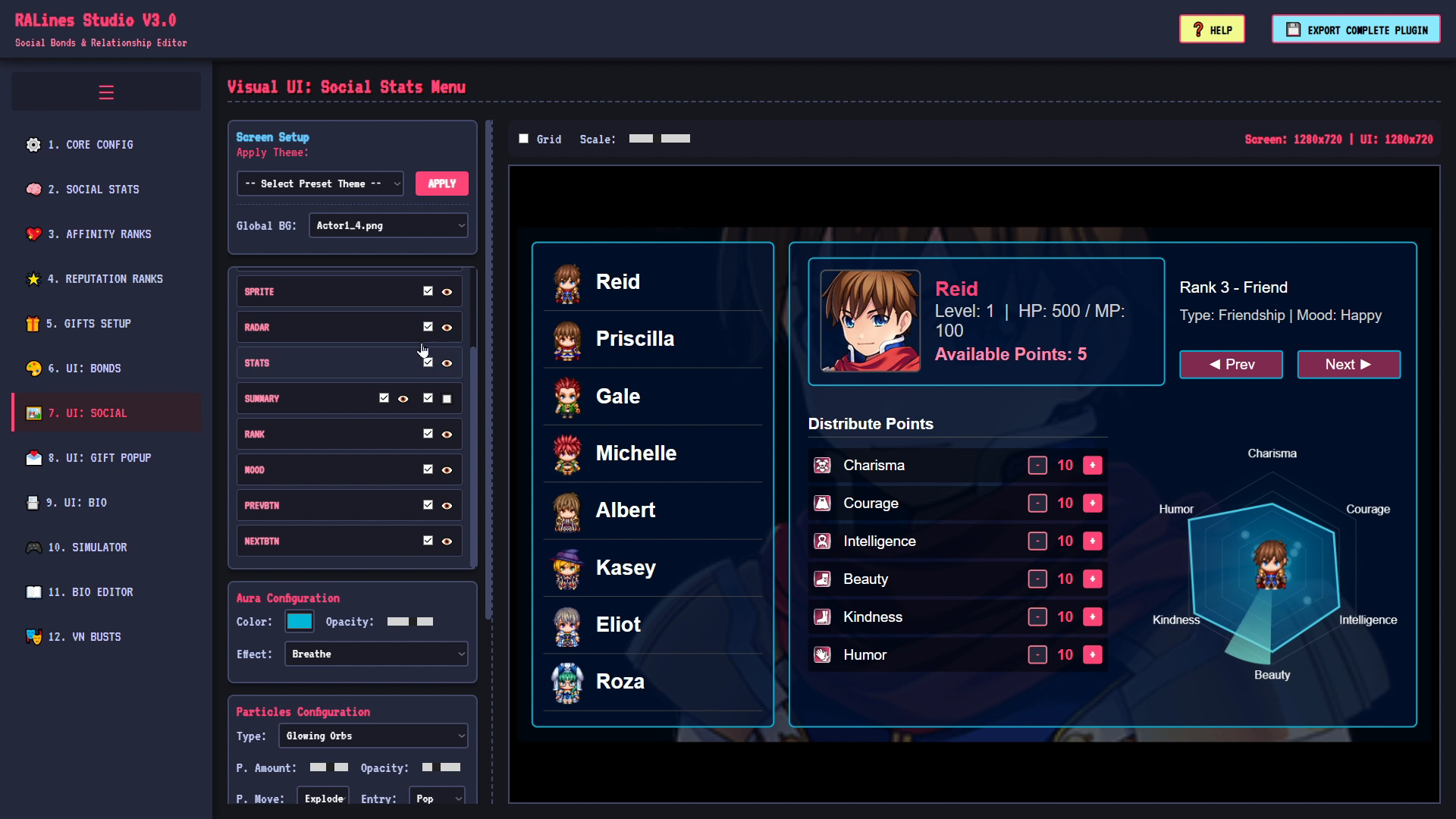 Screenshot 4 for Kadajah's RALines Social & Bonds System for RPG Maker MZ