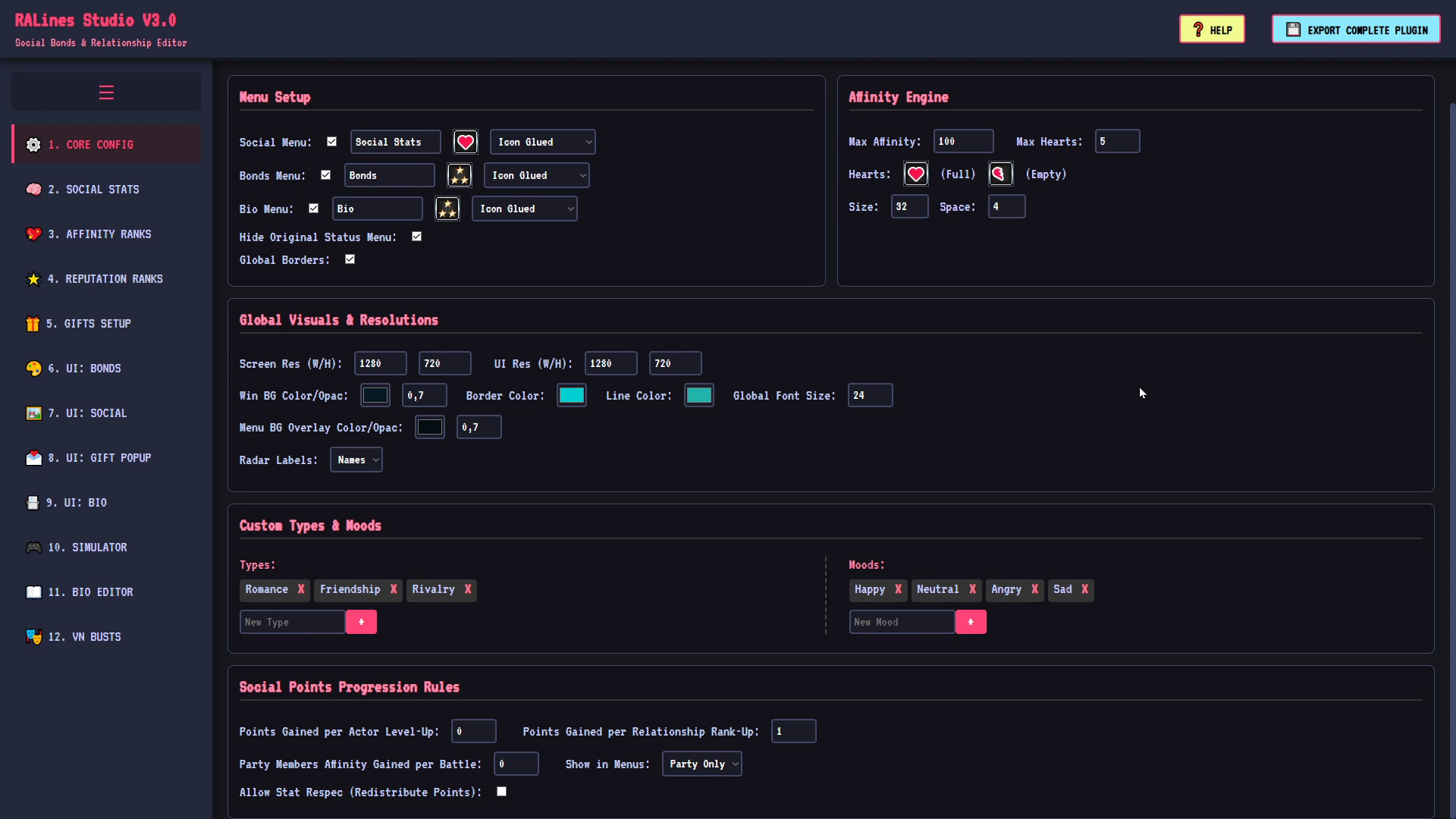 Screenshot 2 for Kadajah's RALines Social & Bonds System for RPG Maker MZ