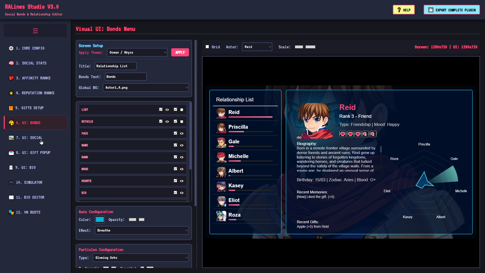 Screenshot 5 for Kadajah's RALines Social & Bonds System for RPG Maker MZ