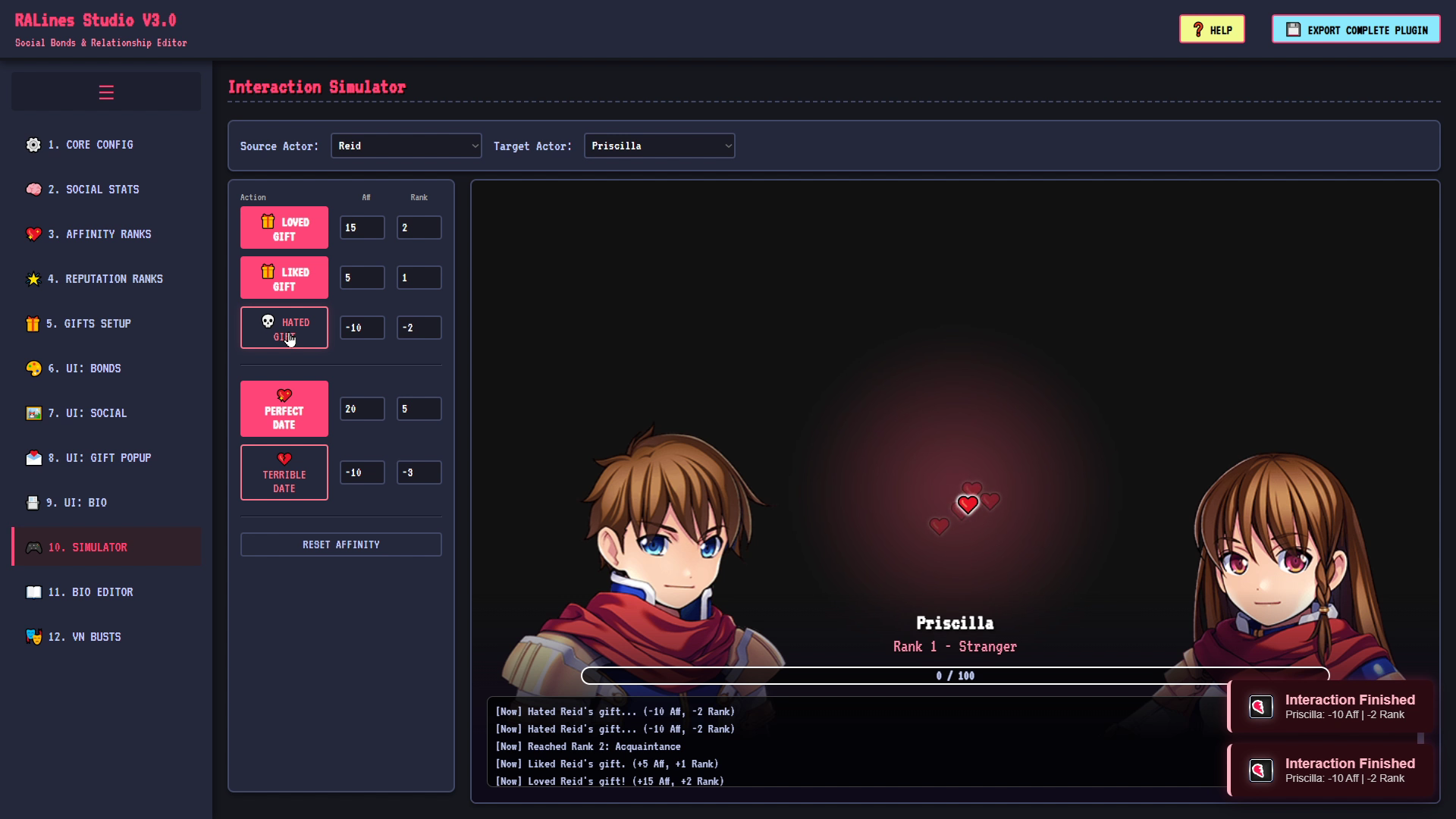 Screenshot 6 for Kadajah's RALines Social & Bonds System for RPG Maker MZ