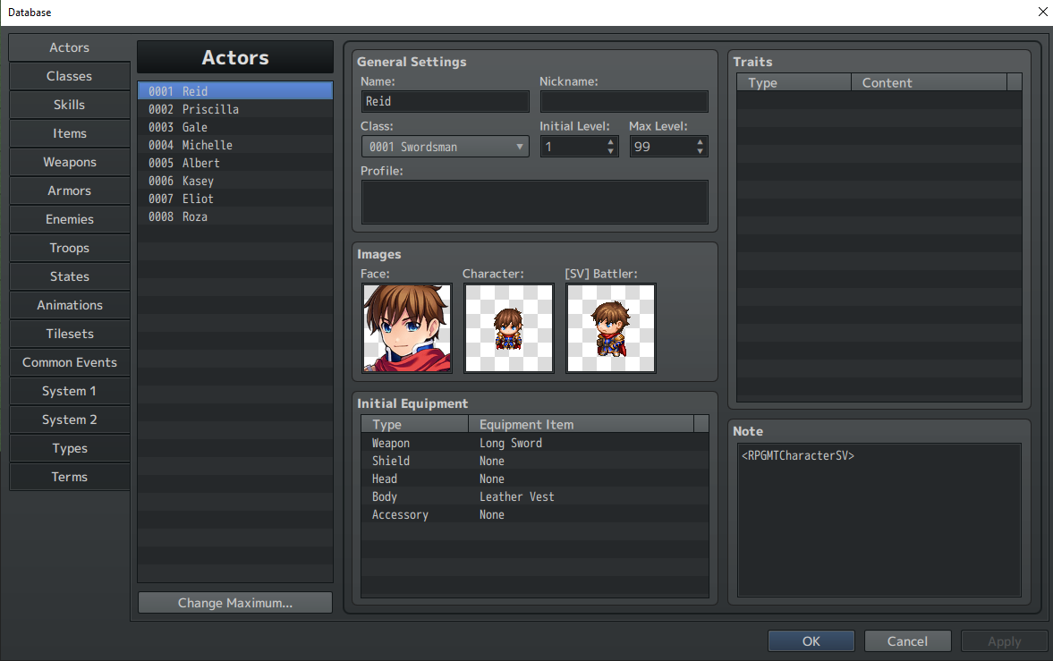 Screenshot 4 for RPGMT - Characters as SV Battlers Plugin for RPG Maker MZ