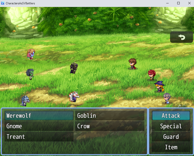 Screenshot 2 for RPGMT - Characters as SV Battlers Plugin for RPG Maker MZ