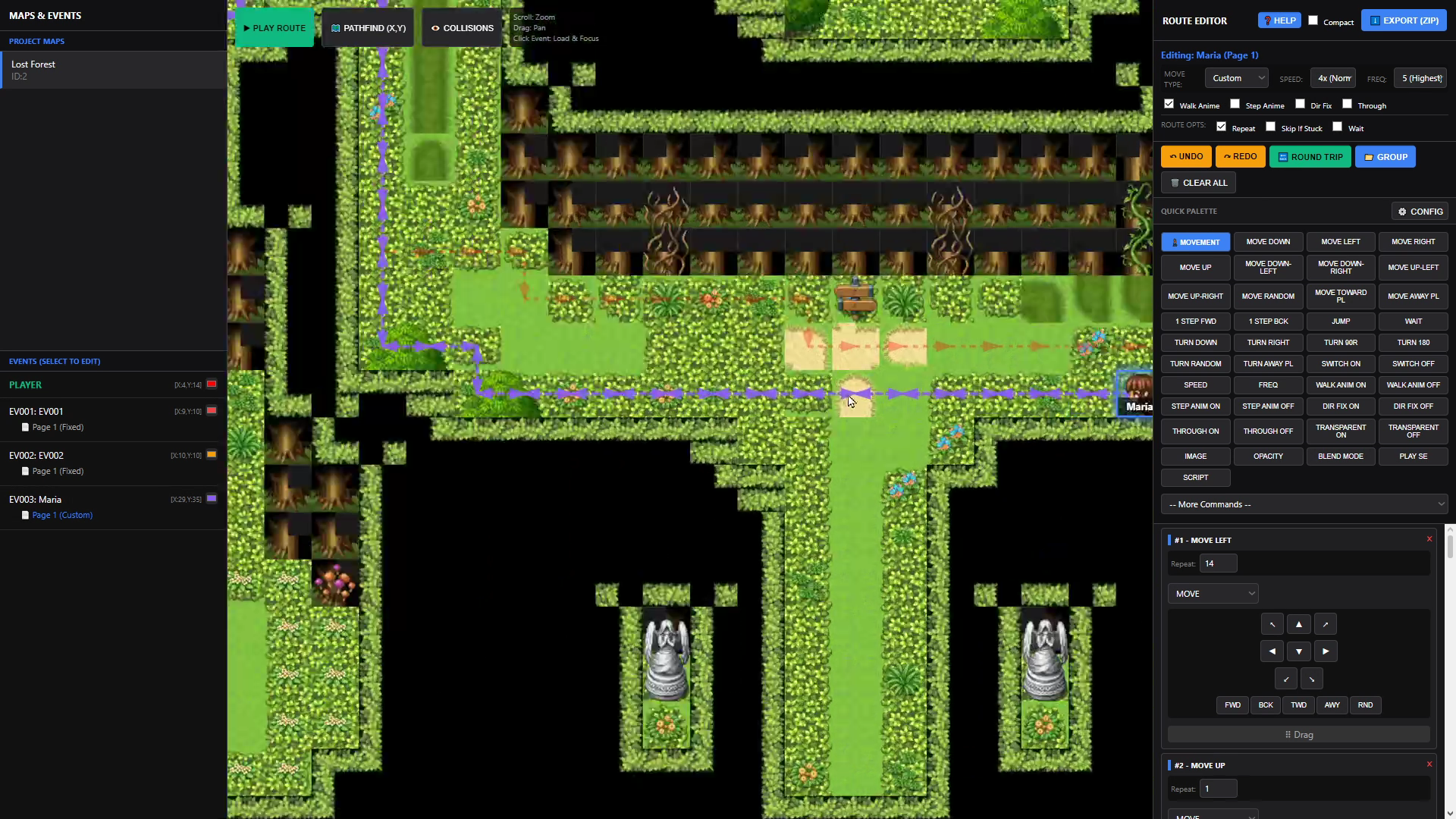 Screenshot 3 for Kadajah's EasyRoute - Move Route Builder for RPG Maker MZ