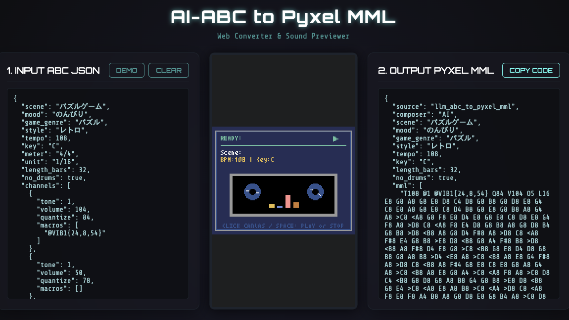 Screenshot 3 for [Tool] AI-ABC to Pyxel MML Converter & Player