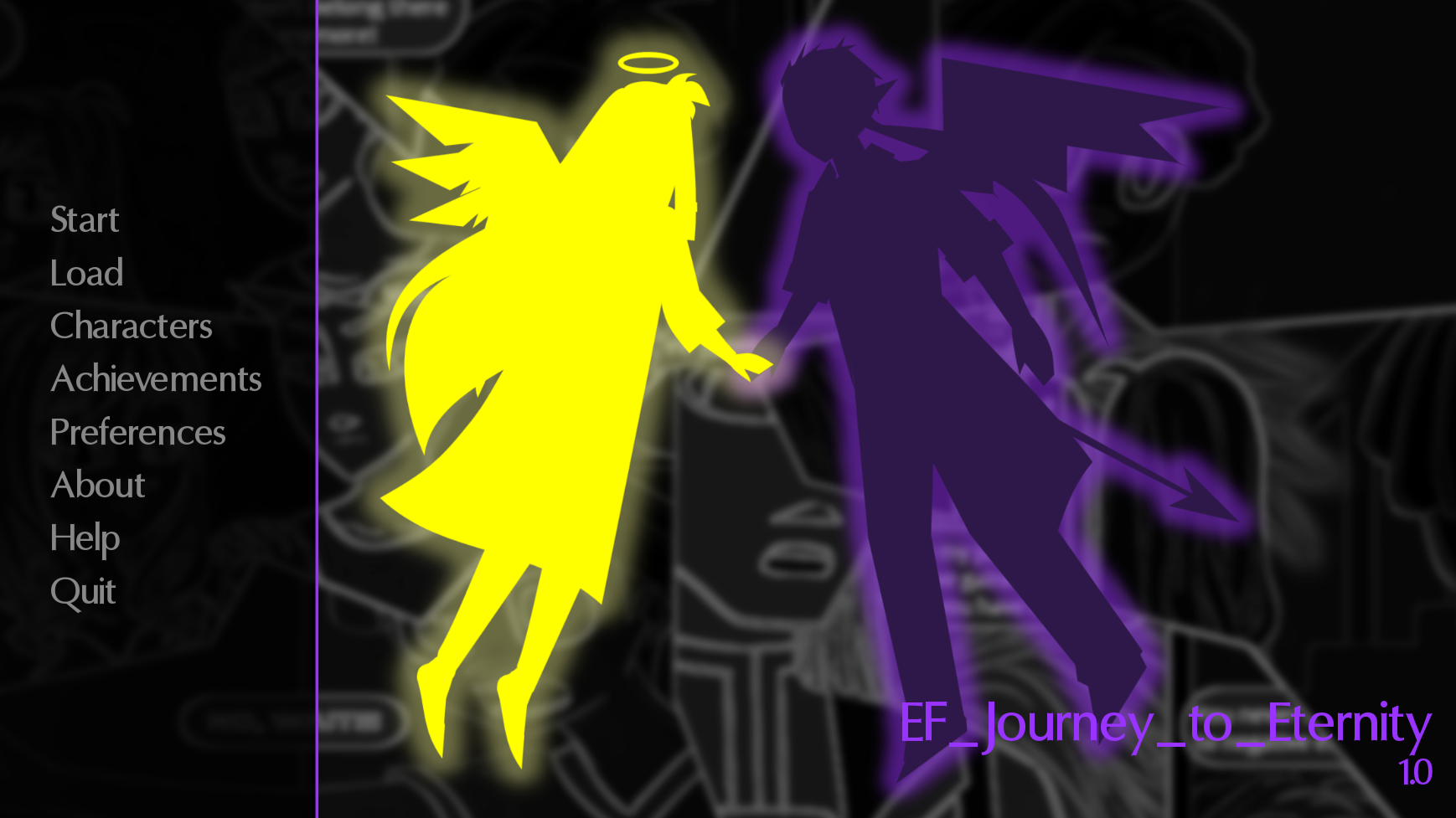 Journey to Eternity Main Menu Screen