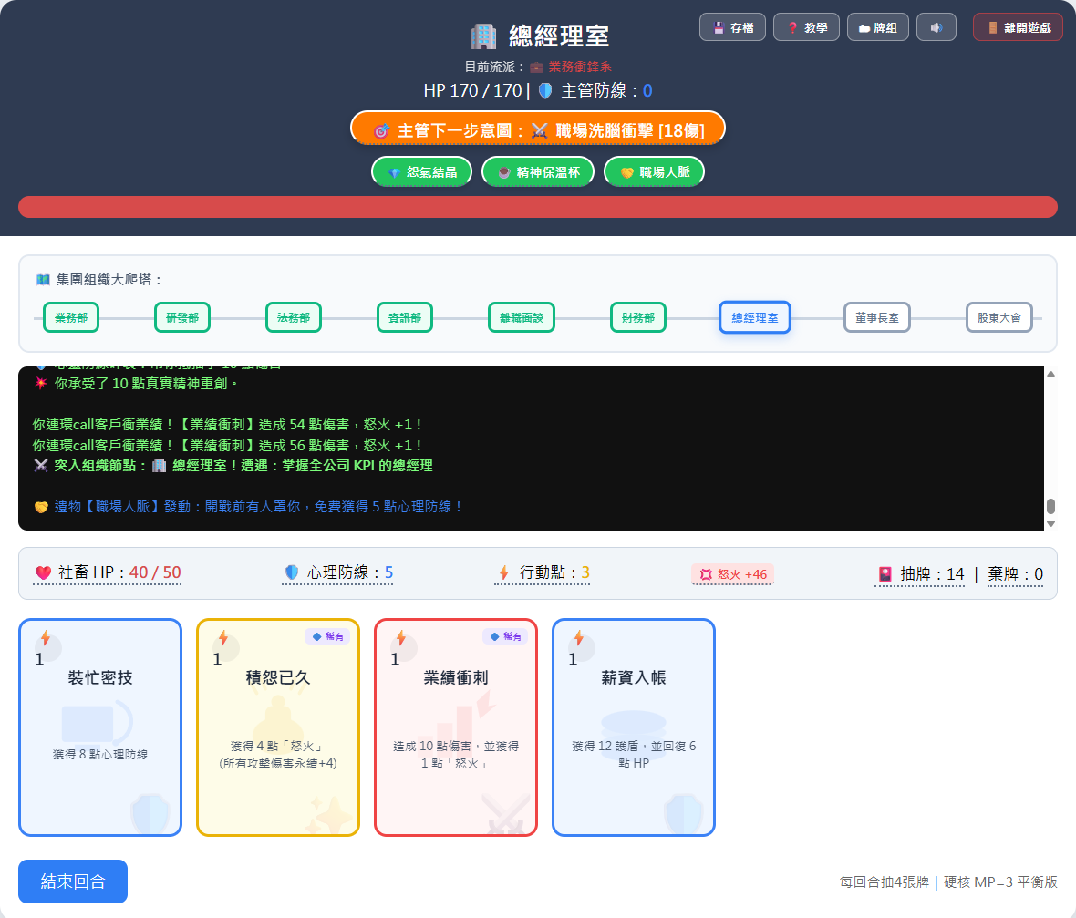 Screenshot 4 for 社畜卡牌肉鴿：集團組織大爬塔 / Deckbuilding My Resignation