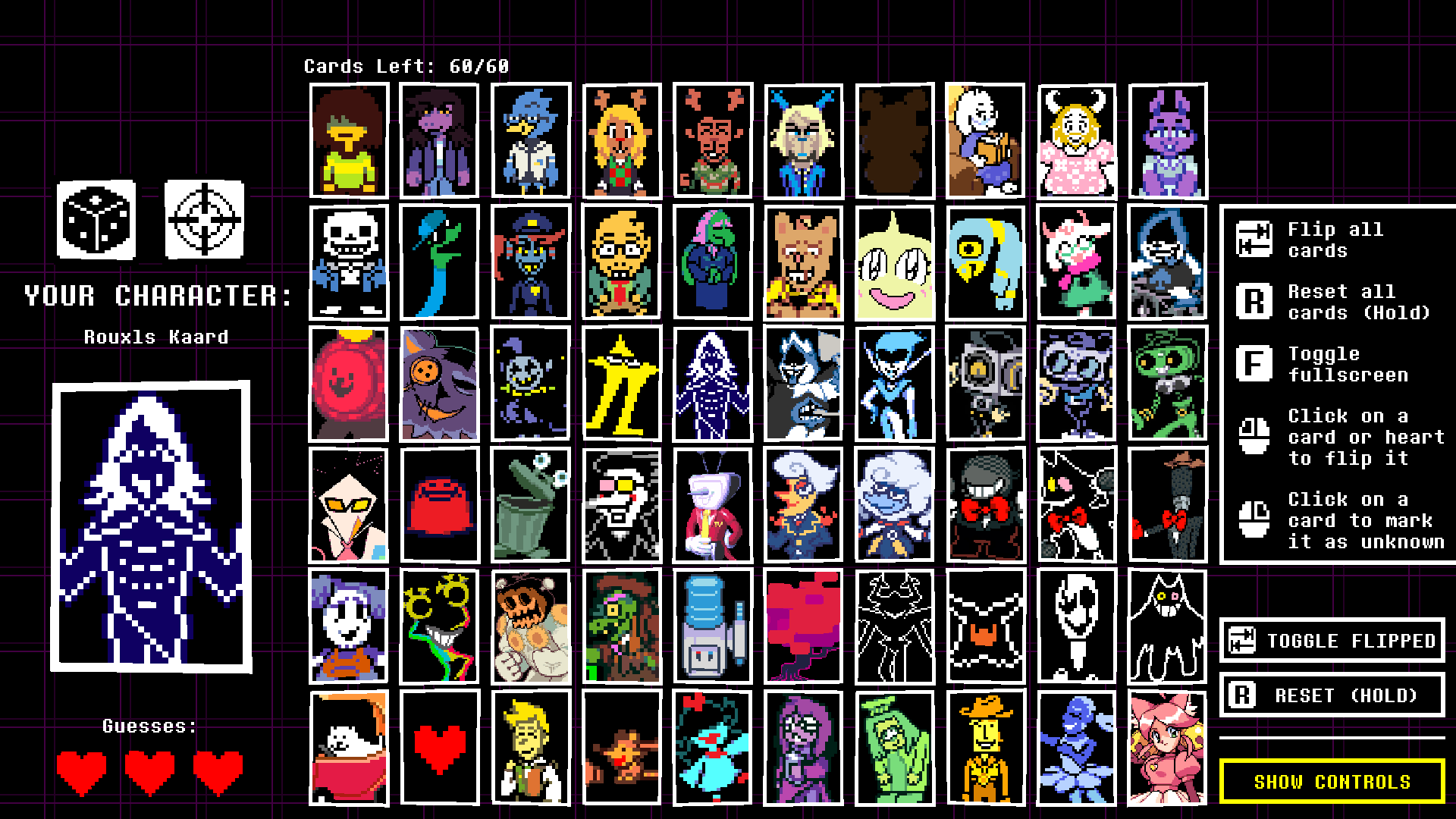 Screenshot 2 for jan_ko_pan's Cool Deltarune Guess Who Game