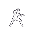 Sidescroller character in a wide fighting stance, looping animation