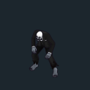 Clown Zombie throwing a snap kick, looping animation