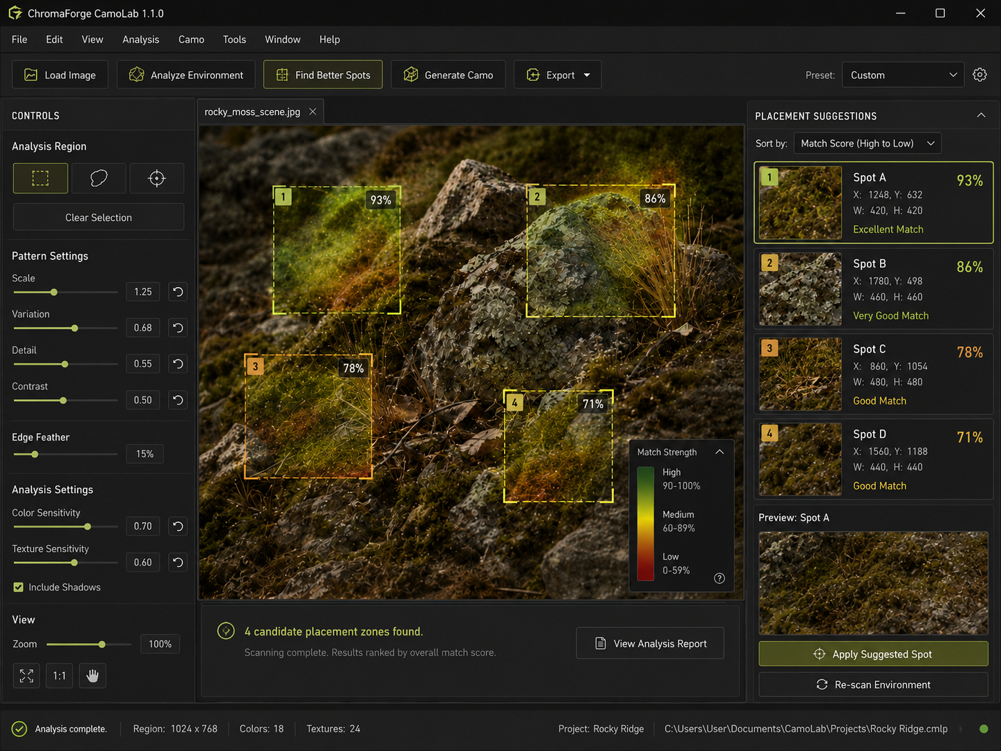 Screenshot 3 for ChromaForge CamoLab 1.1.0 — Environment-to-Camouflage Creator