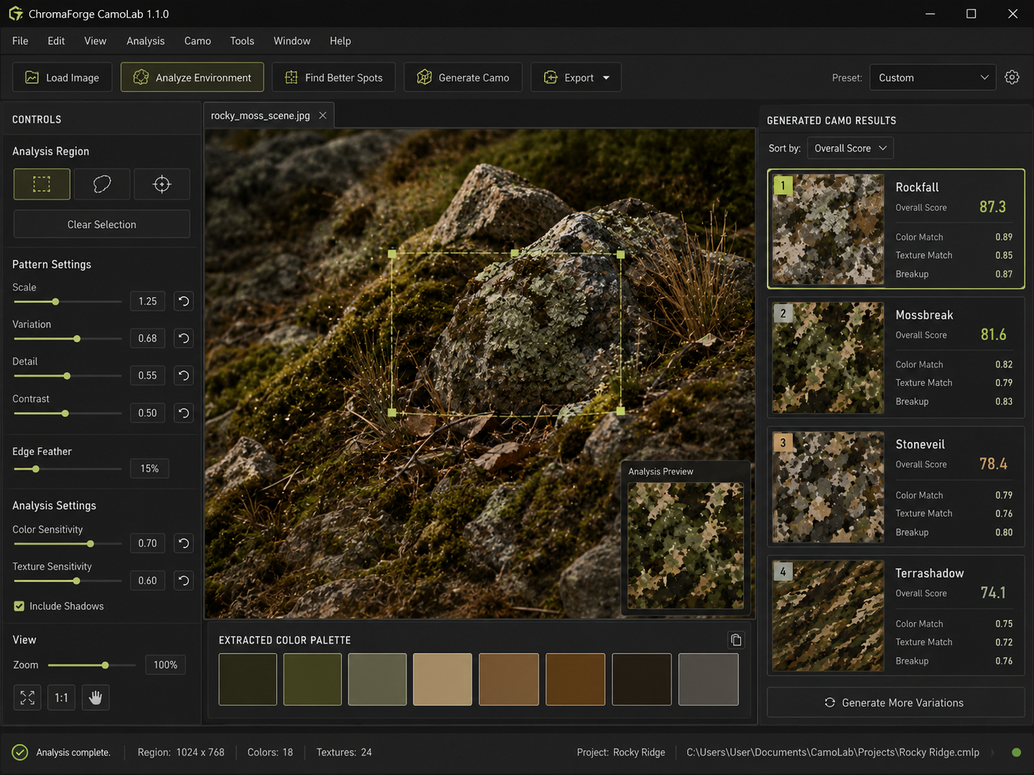 Screenshot 5 for ChromaForge CamoLab 1.1.0 — Environment-to-Camouflage Creator