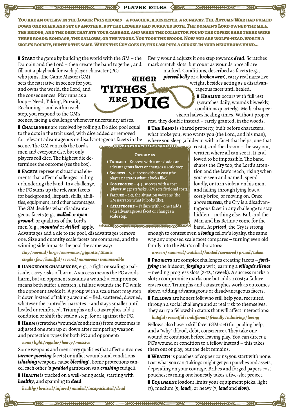 Screenshot 2 for When Tithes Are Due One-Page RPG