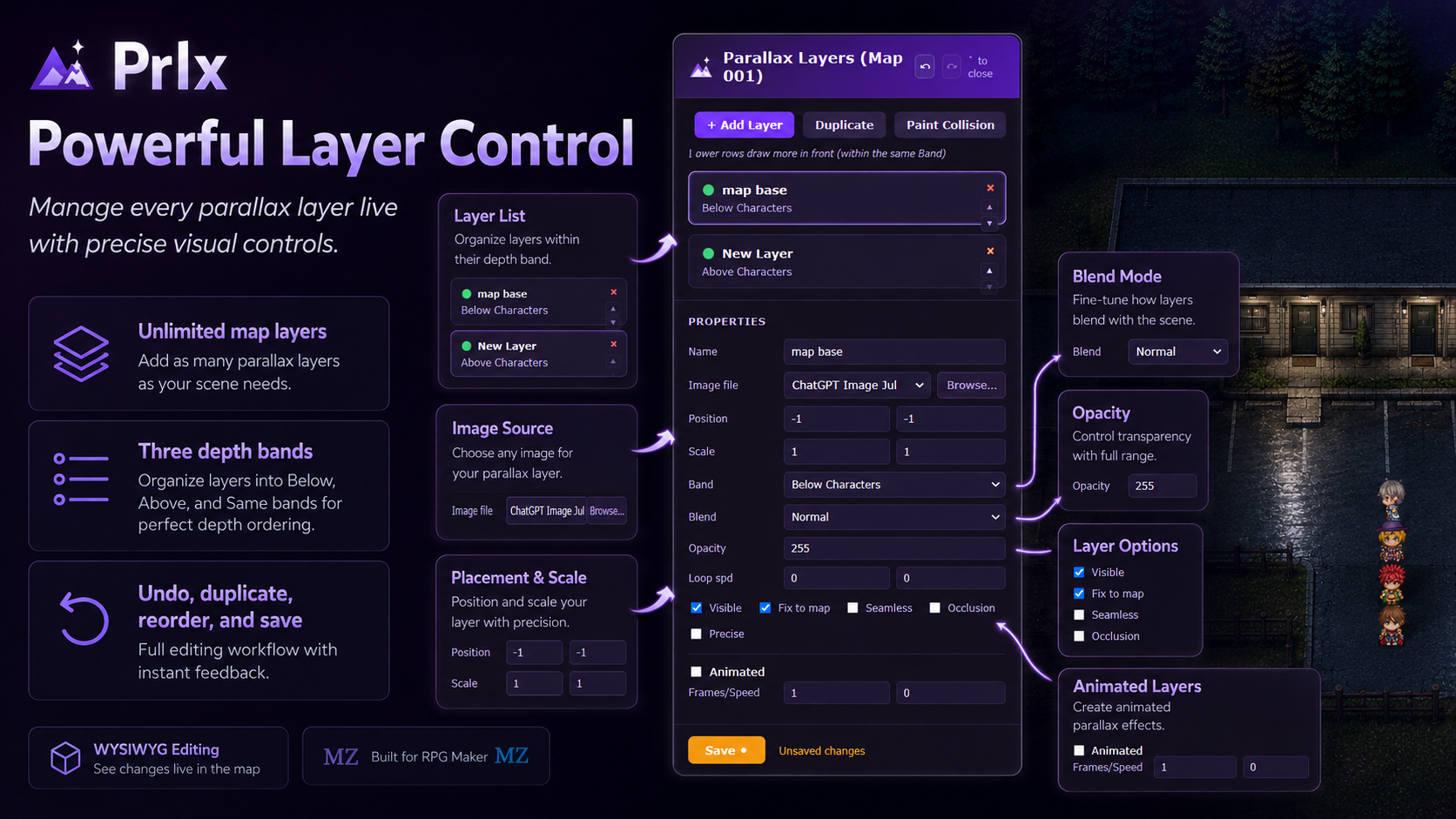 Screenshot 3 for Prlx — Live Parallax Map Builder for RPG Maker MZ