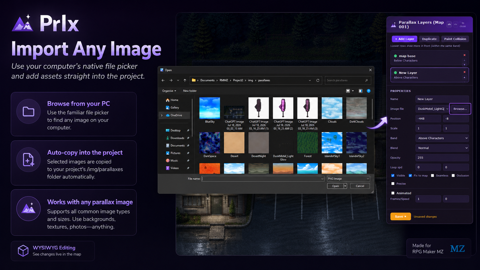 Screenshot 2 for Prlx — Live Parallax Map Builder for RPG Maker MZ