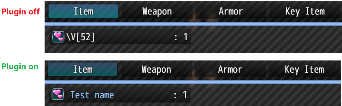 Screenshot 5 for [RPG MZ] Variables as Actors'names