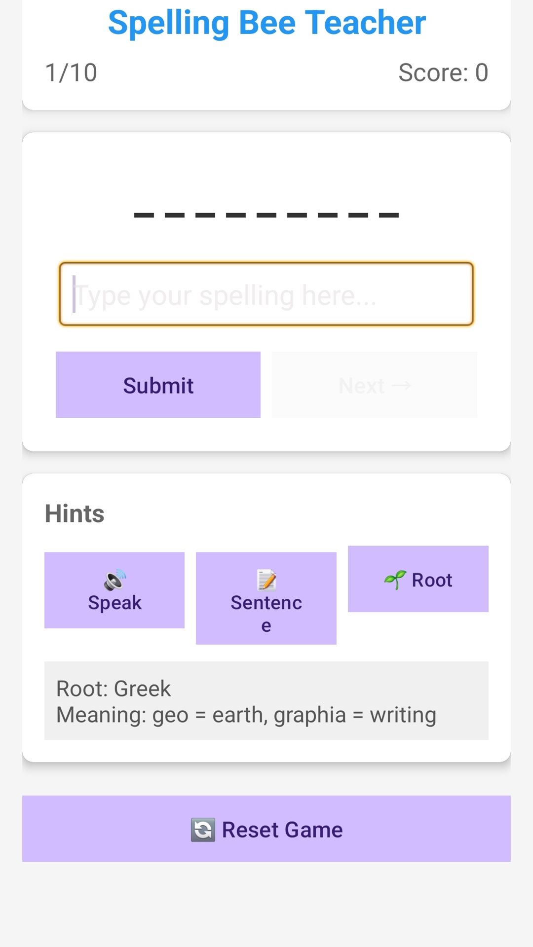 Screenshot 3 for Spelling Bee Tutor