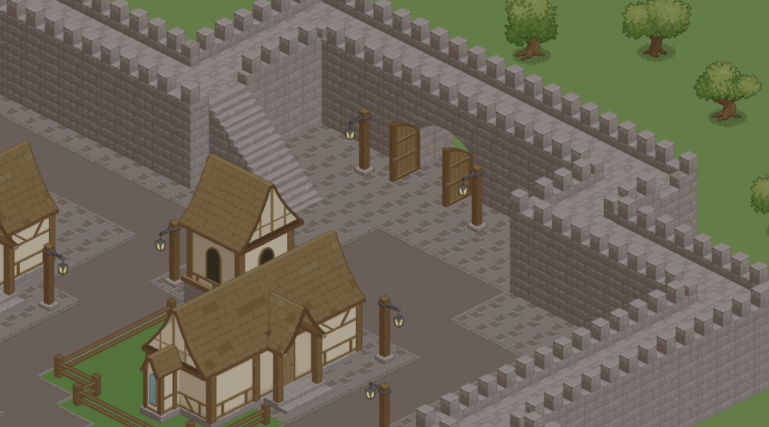 Isometric Medieval Pixel Art Asset Pack – Streets & Walls by Gabriel Studio