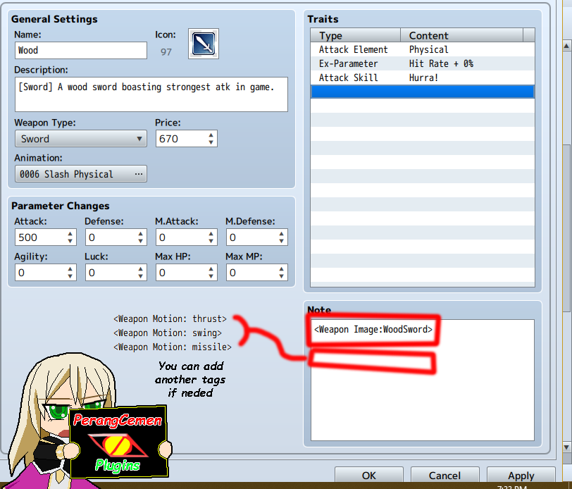 RPG Maker MZ Plugin - Custom Weapon Animation by Perang Cemen
