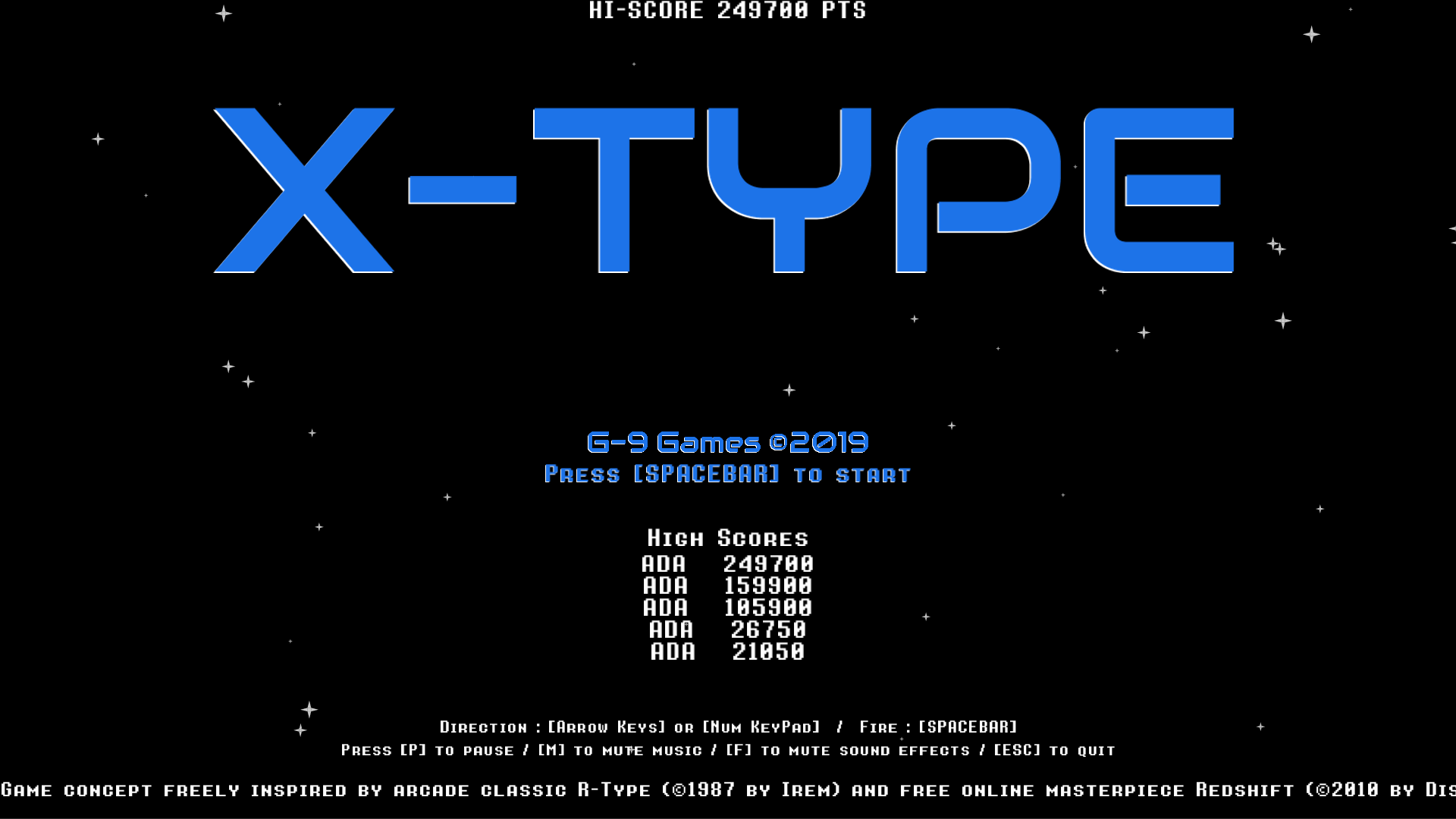 X-Type Arcade - Retro side-shooter inspired by the 80s
