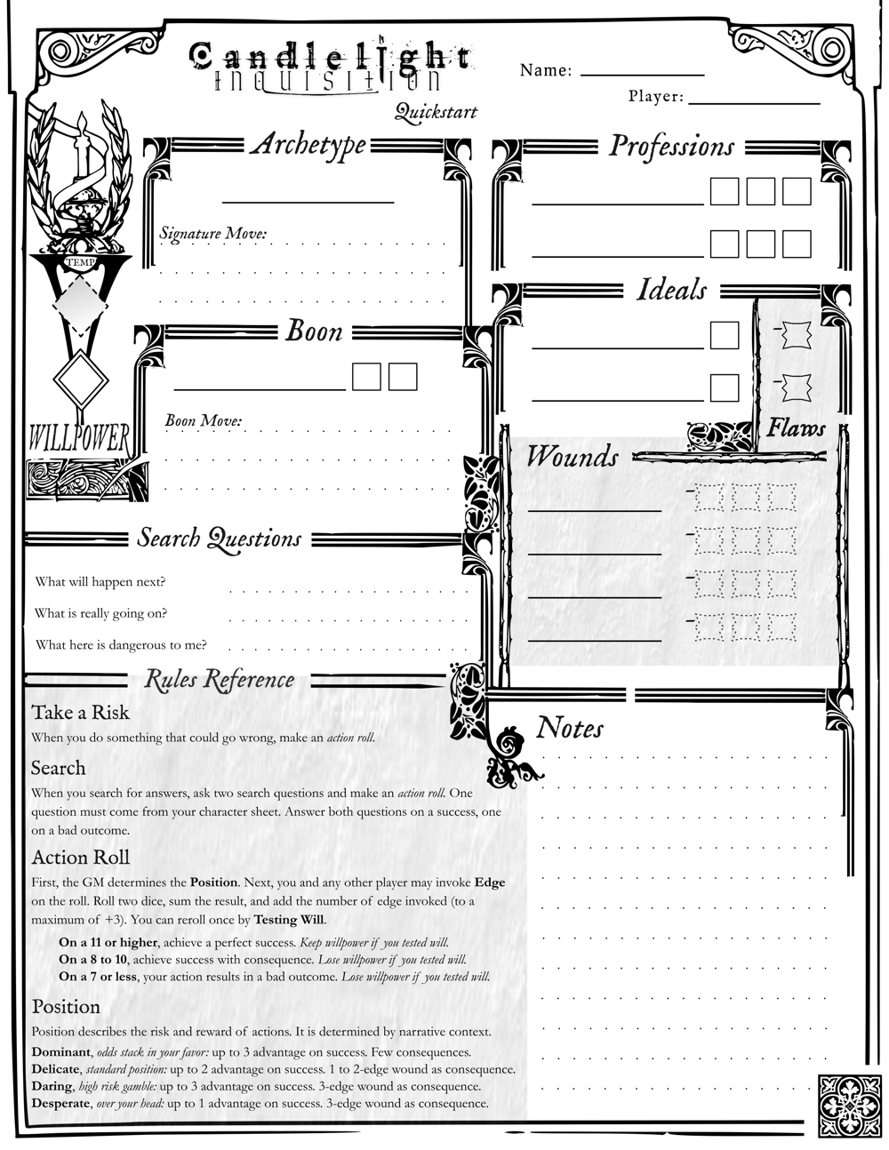 Screenshot 3 for Candlelight Inquisition: Quickstart [PDF]